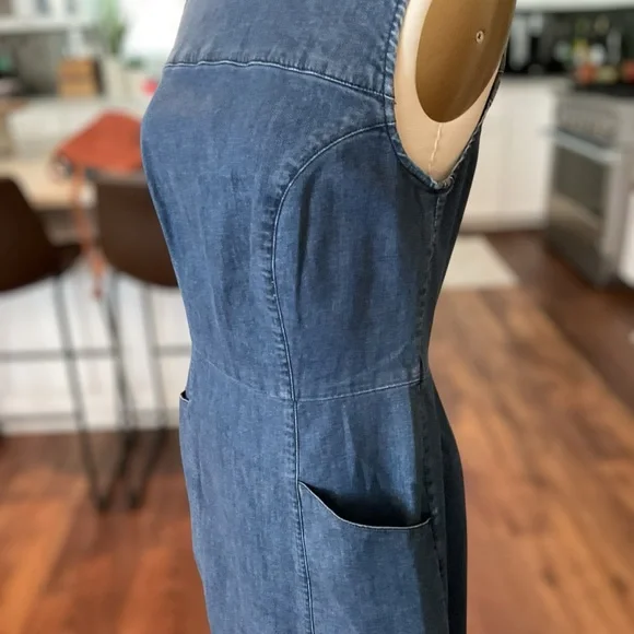 Boden Womens Size 4 Sleeveless Tamara Denim Dress Sheath Knee Length - Picture 6 of 12